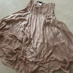 Stella McCartney French lace sheer flare skirt euro 40 soft, pastel pink